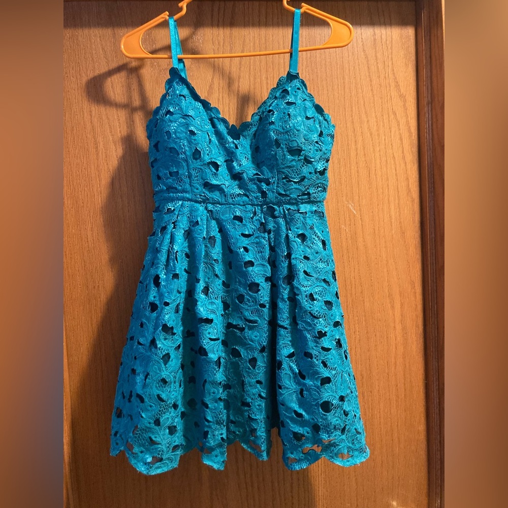 Small Dark teal lace tulle skirt dress. New with Tags